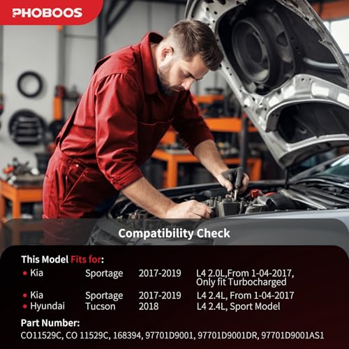 Image of PHOBOOS A /C Compressor with Clutch Compatible with Hyundai Tucson 2018 L4 2.4L Sport Model & Kia Sportage 2017-2019 2.0 /2.4L (From 01 /04 /2017), Fast Cooling, With 4 Boss Mounting holes, Ref. CO11529C