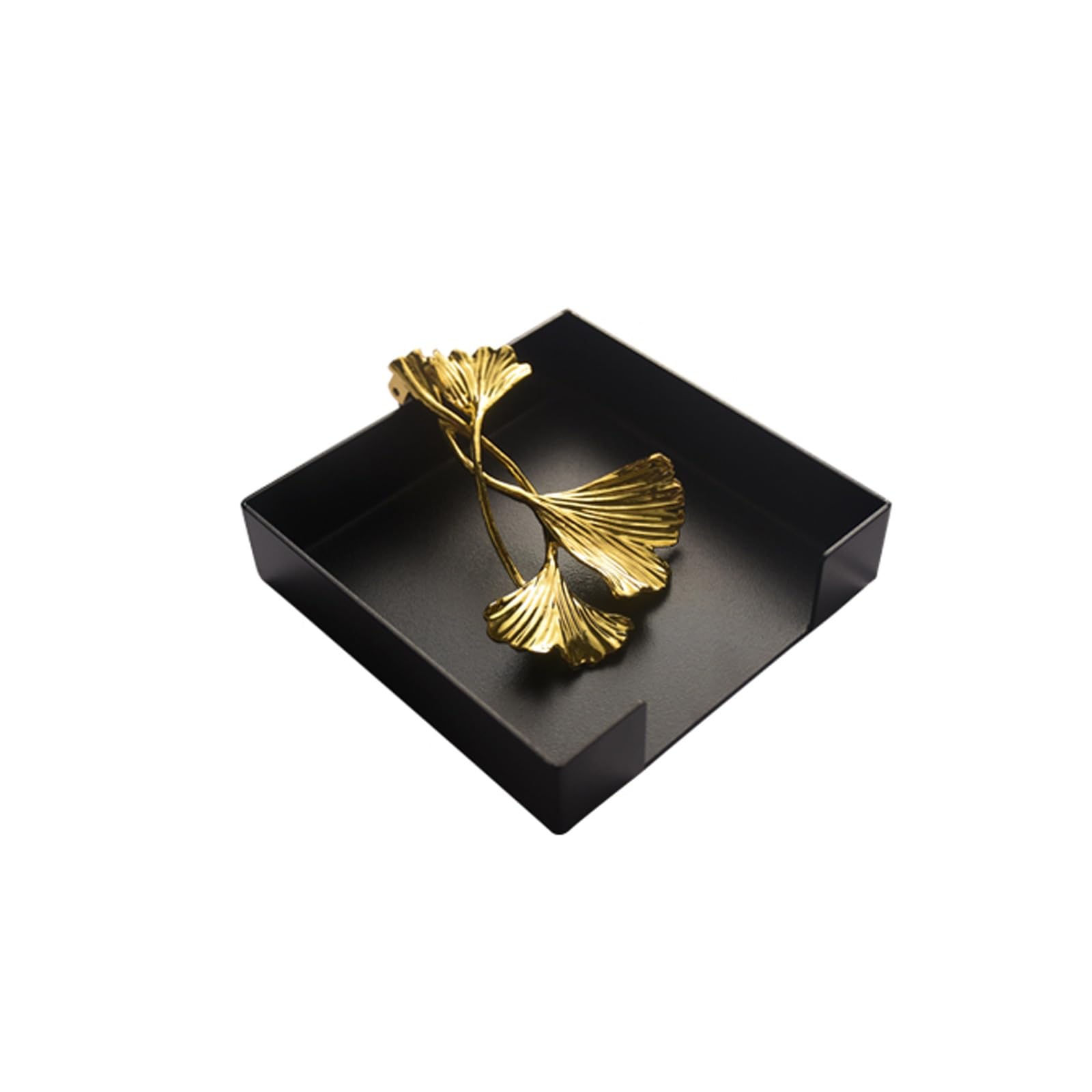 Portatovaglioli per tavolo, in acciaio inox, per tovaglioli di carta, portatovaglioli da cocktail, adatto per cucina, ristorante, bar, ufficio, feste, decorazione per la casa (nero ginkgo)