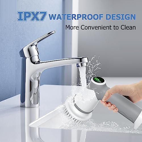 Boohenka Electric Spin Scrubber, Portable Electric Cleaning Brush, Cordless Power Shower Scrubber With Dual-Speed And 6 Replaceable Cleaner Heads For Bathroom, Tub, Tile, Floor, Car, Wheel #TOP5