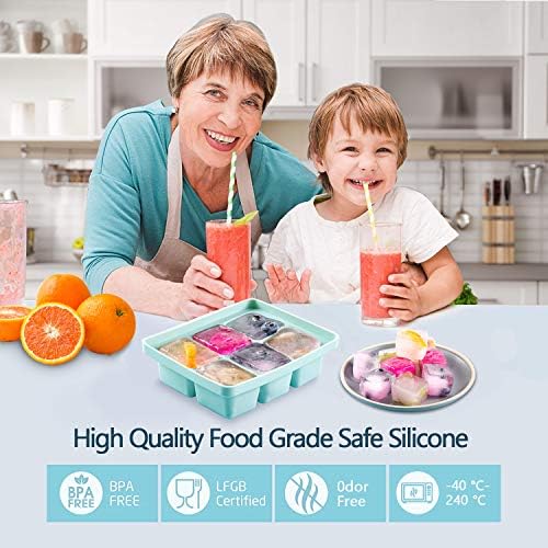 Theuwnee® 3Pcs Ice Cube Tray, Easy-Release Silicone Large Ice Moulds with Removeable Lids, Perfect for Chilled Drinks, Freezer, Baby Food, Whiskey and Cocktail, LFGB Certified and BPA Free