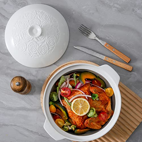 Casserole Dish With Lid, Ceramic Baking Dishes, Round Ceramic Bakeware With Cover Oven Safe, Deep Casserole Cookware Lasagna Pan For Baking And Serving-2.9Qt #TOP4