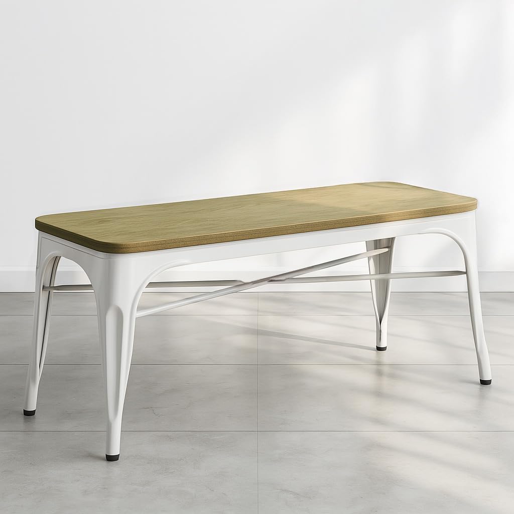 Stylix Industrial Style Banc Bois et Métal Vert Pastel