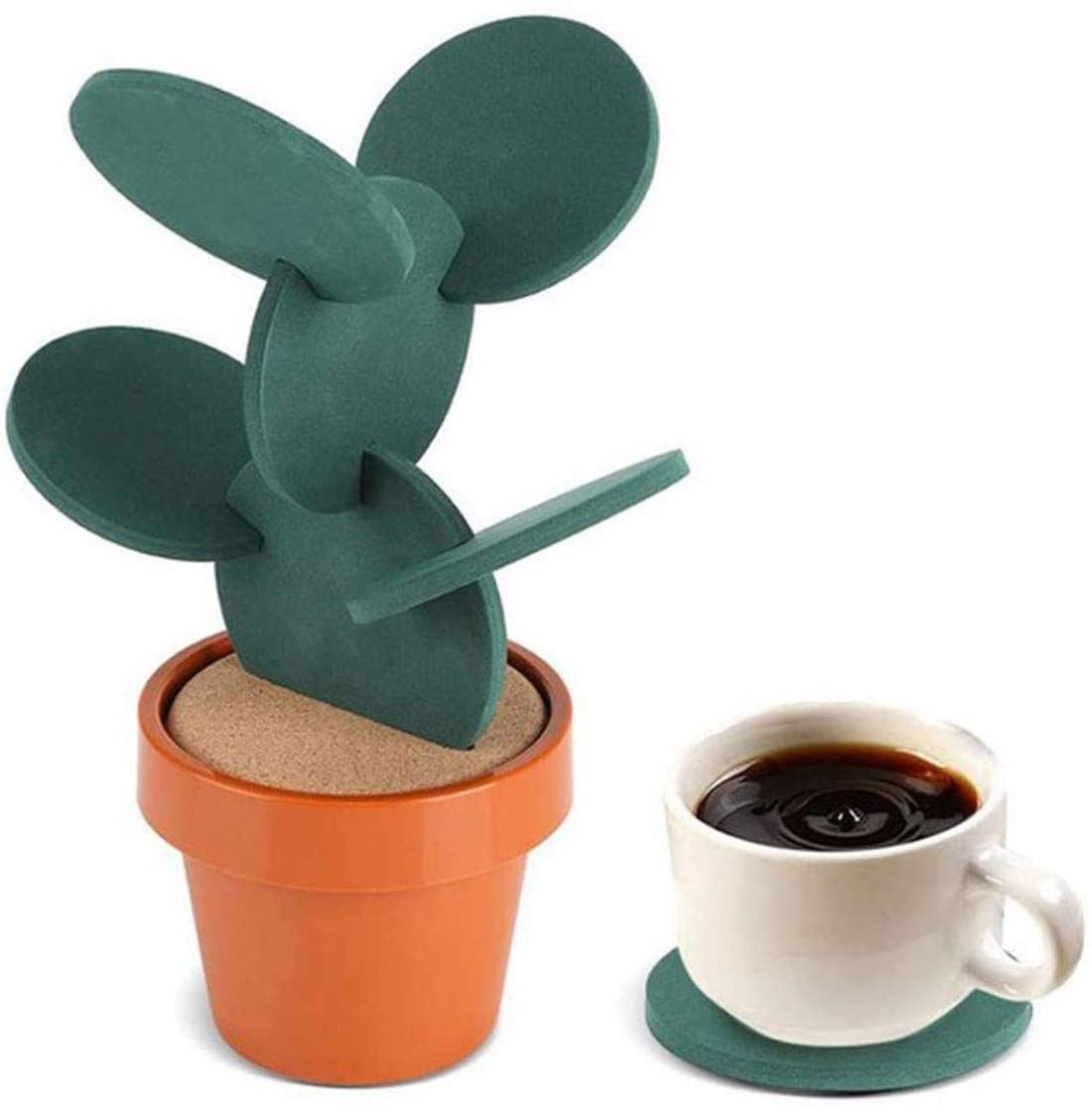 Cactus Coaster Construction Set Original Coasters Set of 6 Pieces With Creative Cactus Shaped Design For Holiday Gift & Home Decoration