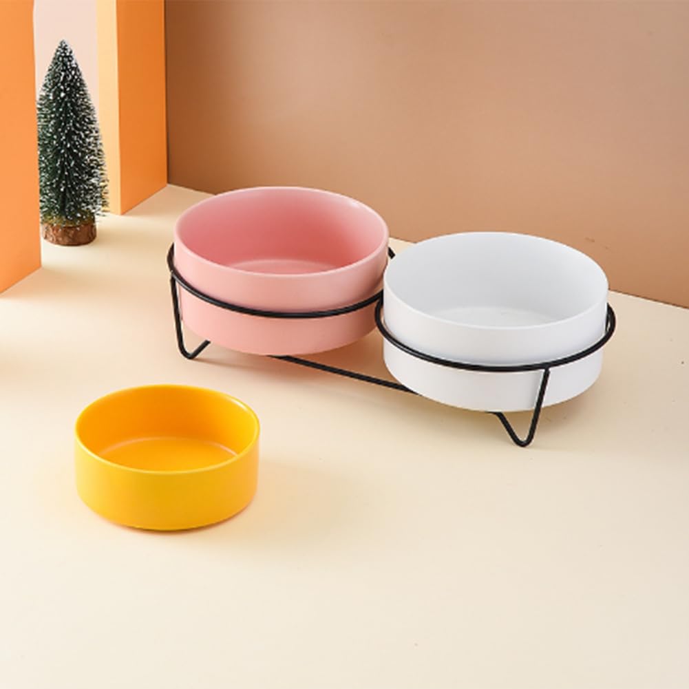 Duża pojemność dla psów miski na wodę ze stojakiem dla kota ceramiczne jedzenie podajniki do picia podwyższone artykuły do karmienia zwierząt białe 850 ml