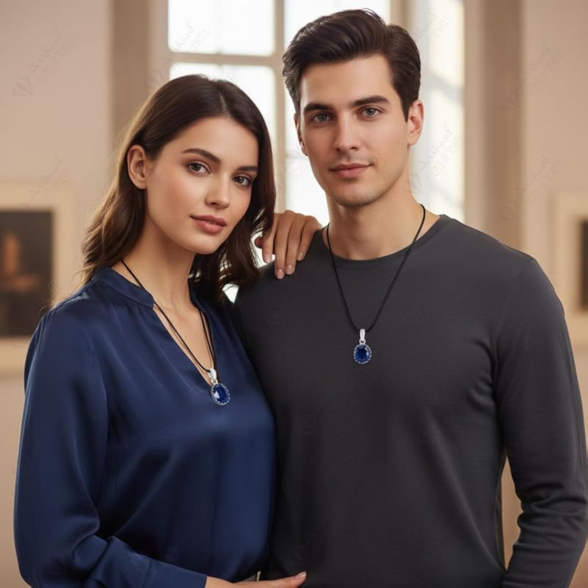 Unisex Neelam Blue Sapphire Sterling Silver Pendant, Elegant Gift