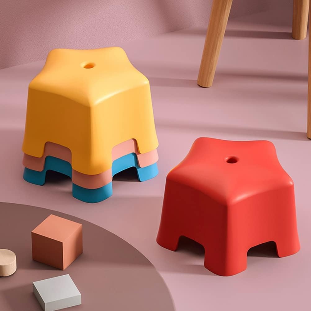 Non-Slip Stool Footstool Plastic Step Stool Multifunctional Shoe Changing Stool Stackable Small Stool for Home Office Padded Seat