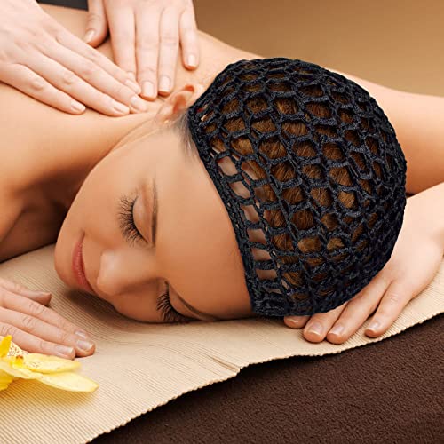 Geyoga 4 Pieces Mesh Crochet Hair Net Rayon Knit Snood Hat Thick Short Women Hairnet Snoods Cover Ornament For Sleeping (Black, Pink) #TOP4