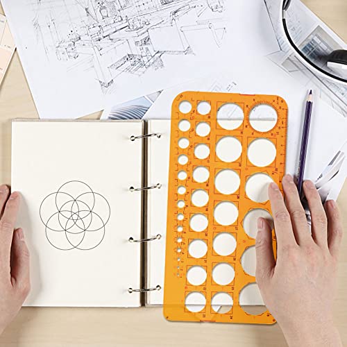Namner Kreisschablone, mit 36 Kreisen, Kreis Schablonen zum Malen, Kreis Lineal für Zeichenhilfen, Quilling Schablone, Transparent Orange