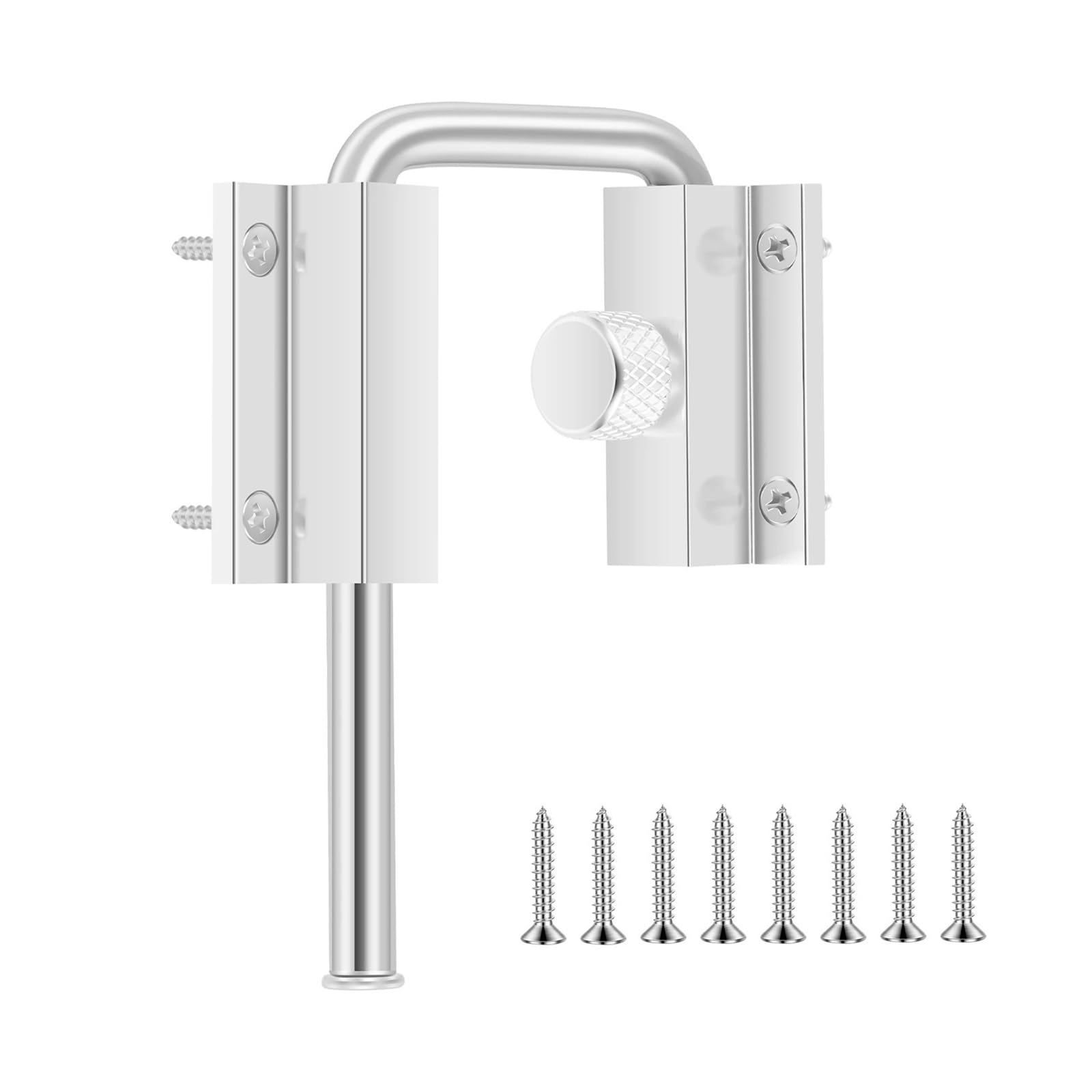 Shungong Silver Aluminum Patio Lock 1 Pack, 90/180° Adjustable Deadbolt