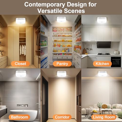 Image of Yunaking 2 Pack Rechargeable Ceiling Light with Motion Sensor: Battery Operated LED Closet Light with Remote & Timing - Wireless Dimmable Magnetic Mount Shower Lamp for Bathroom /Stairs /Garage /Hallway