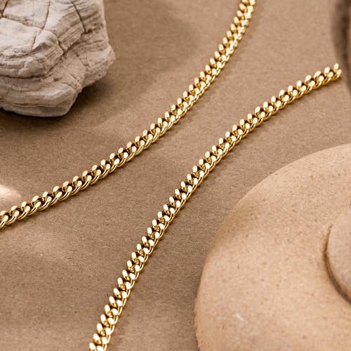 14K Gold Chain for Women Golden Cuban Link Chain for Mens Necklace Chunky Gold Necklace for Women Non Tarnish Strong yet Refined Golden Charm Necklaces for Men 16,18,20,22,24 Inches2