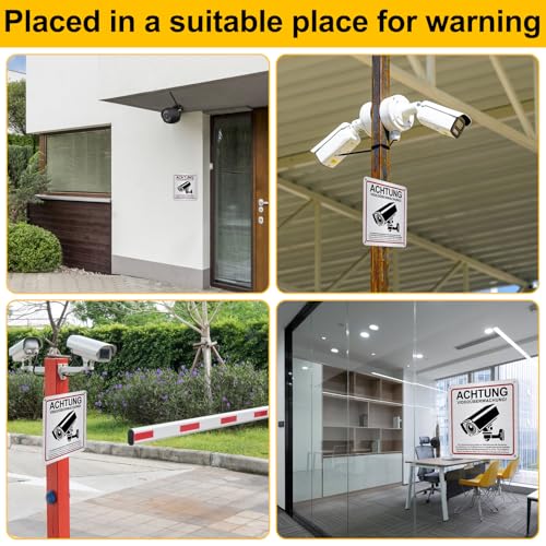 Zikenis 2 Stück Achtung Videoüberwachung Schild,mit DSGVO Hinweis,Schilder Aufkleber Videoüberwachung,Schilder Kameraüberwachung,15×15cm Starke Folie selbstklebend Warnschild
