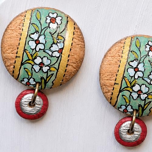 Image of Handcrafted Artistic & Tribal Earrings Collection for Women - Bohemian, Floral, Wooden & Ethnic Statement and Stud Designs