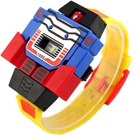 VIGOROSO Boys Girls Children Kids Digital Pu Watch Transformers Bumblebee Cartoon Wristwatch