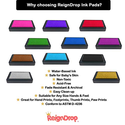 Reigndrop Ink Pad For Baby Footprint, Handprint, Create Impressive Keepsake Stamp, Non-Toxic And Acid-Free Ink, Easy To Wipe And Wash Off Skin, Smudge Proof, Long Lasting Keepsakes (Purple) #TOP4
