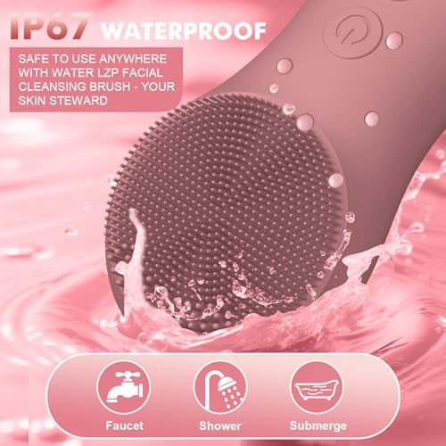 LZP Facial Cleansing Brush Face Scrubber, Silicone Electric Exfoliator Scrubber with 6 Speeds, Rechargeable Face Scrubber for Cleansing, Waterproof Face Scrub Brush for Men & Women