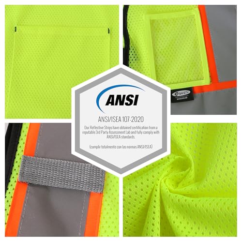 Image of JKSafety Safety Vest for men women Hi Vis Vest with Pockets and Zipper High Visibility Meet ANSI Standard（BX310