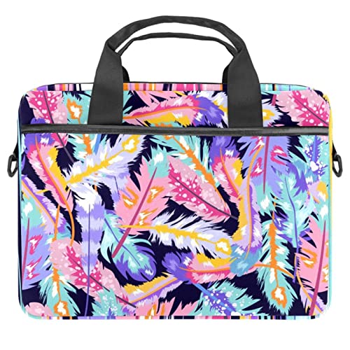 Sac à bandoulière pour ordinateur portable motif floral plumes colorées 14