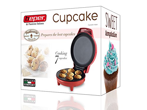 BEPER 90.498 Puddy Cupcake Maker, 900 W, 7 Litri, Alluminio, Rosso