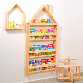 Çocuk Odası Eğitici Montessori Kitaplık Mobilya Raf Duvar Rafı 4 Lü