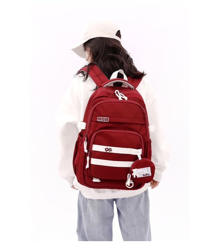 Laptop Backpack-School Backpack for Women Men Lightweight School Bag High School Middle School Backpack for Girls Boys (Red)2
