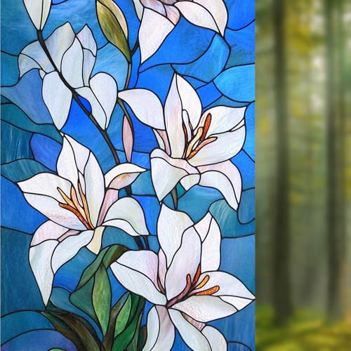 Image of Nuxovilar Gothic Rainbow White Floral Pattern Window Film 17.5x39.3 PVC