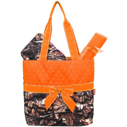 New Design Camo Quilted 3pcs Diaper Bag-orange