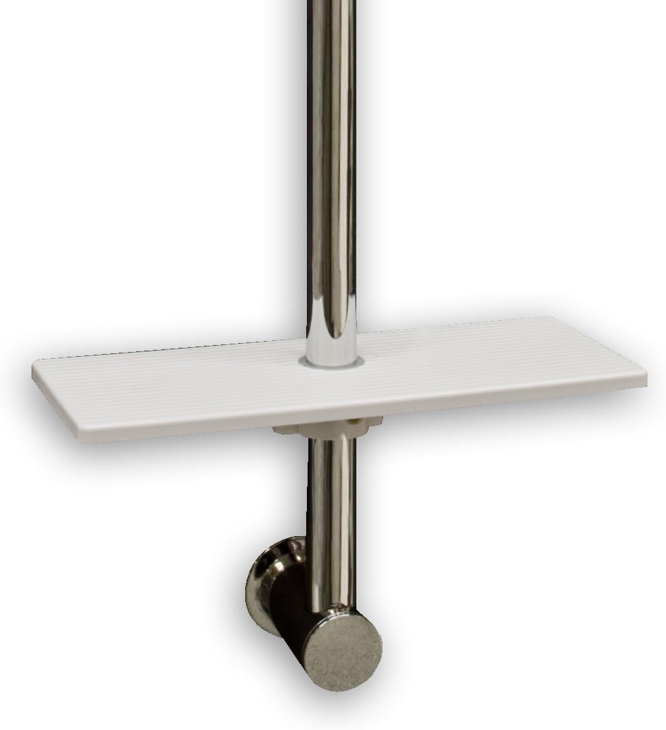 Waterful Omega Universal Shelf for Shower Rail with Space for Soap Pump, Space Saver, Plastic, White, 25 x 10 cm