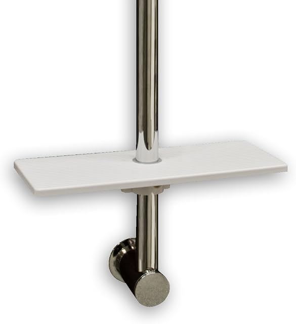 Waterful Omega Universal Shelf for Shower Rail with Space for Soap Pump, Space Saver, Plastic, White, 25 x 10 cm