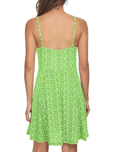 Image of Missufe Spaghetti Strap Floral Mini Dress Women's Casual Ruched Front Drawstring Swing Sundress