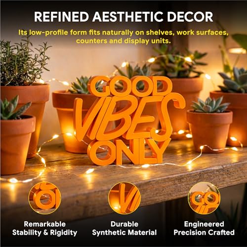 Image of Mad Masters Good Vibes Only Motivational Desk Decor - Aesthetic Table, Shelf & Wall Showpiece for Home Office, Business. Vastu Friendly Gifting, Burnt Orange (20.3 x 16.5 x 2.5 cm)
