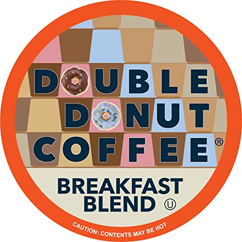 Double Donut Breakfast Blend Coffee Pods, Medium Roast Coffee, Single Serve Coffee For Keurig K Cups Machines, Breakfast Blend in Recyclable Pods, Hot or Iced Coffee, 96 Count