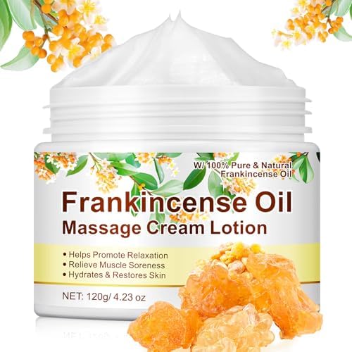 Frankincense Oil Massage Cream for Anti-Aging, Muscle Support – Deep Moisturizing Cream with Pure Frankincense Essential Oil, Soothing Vitality Balm for Dry, Sensitive Skin