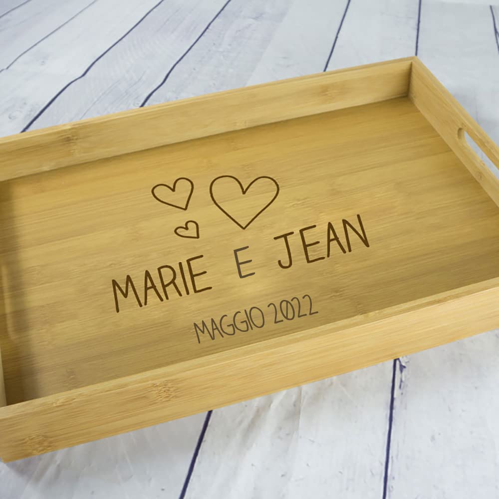 Regalo personalizzato per le taglie: vassoio in bambù personalizzato per coppia