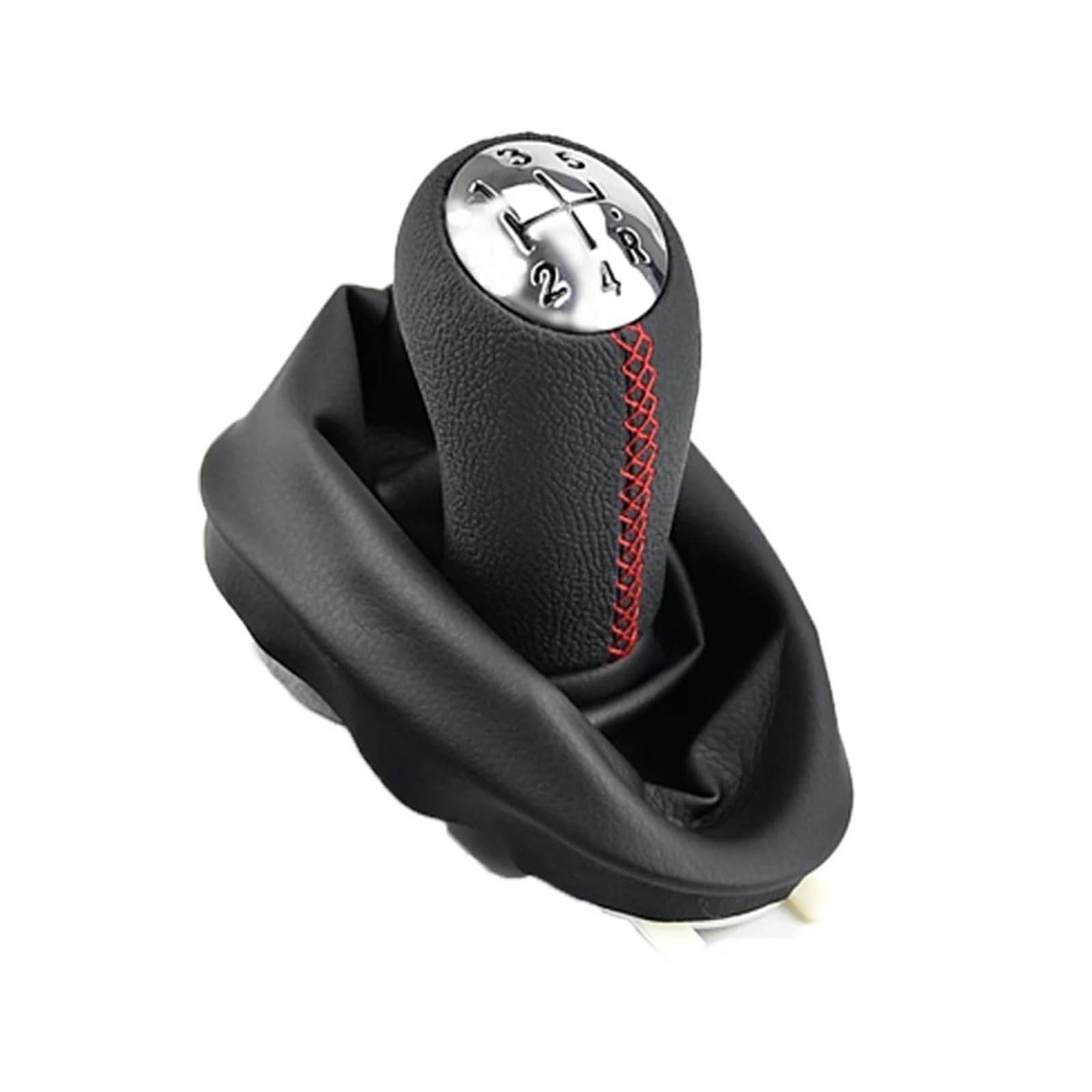 Jeocoai Red Stitching Suit Car Gear Knob 5Speed Leather Gear Shift Knob Lever Shifter Boot Cover For Renault For Clio 2 Ii For Megane For Kangoo(Red Stitching Suit)