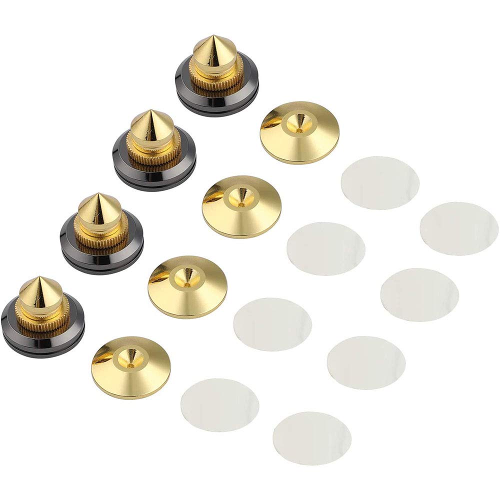 Lot de 4 pics de haut-parleur, supports de haut-parleur, caisson de basses, amplificateur, platine, pieds isolants isolants, tapis anti-chocs avec adhésif double face