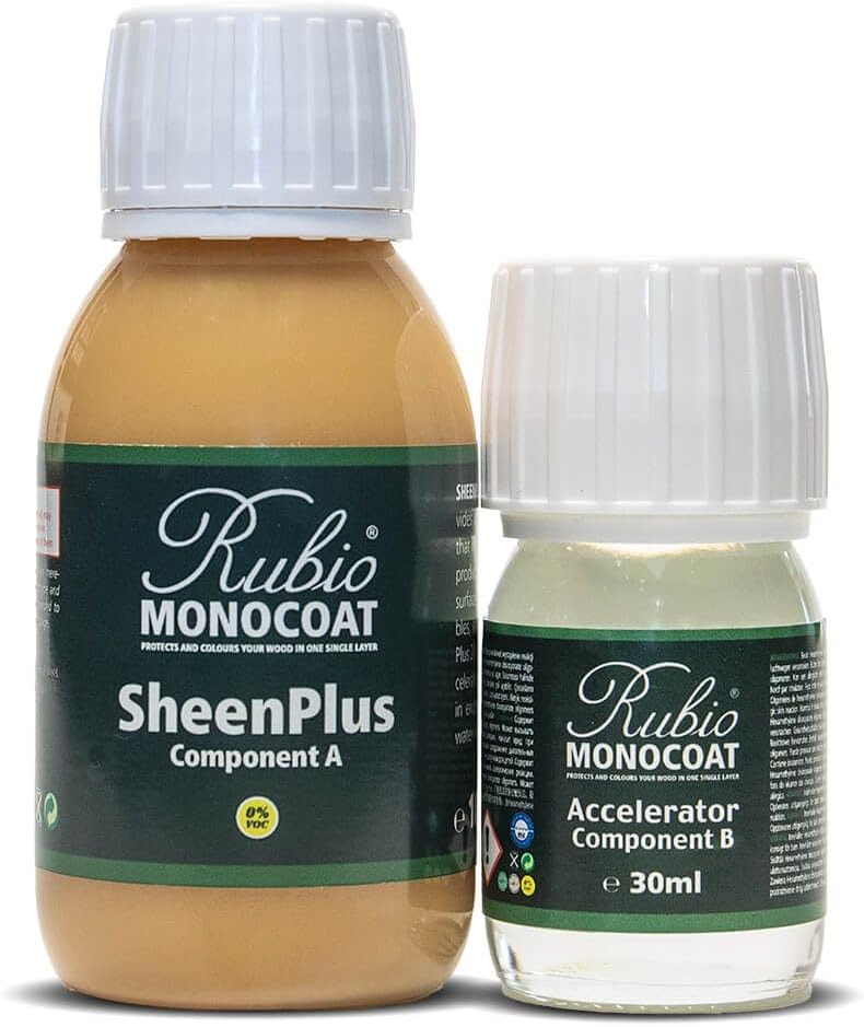 Rubio Monocoat SheenPlus 208 ft² | 0% VOC Satin Look Sheen Enhancer & Wood Finish for Interior Surfaces, Furniture, Floors, Countertops & Tables Finished with Oil Plus 2C | 130 ml