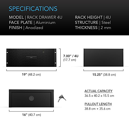 Ac Infinity Rack Mount Drawer 4U With Aluminum Faceplate, With Lock And Key, For 19” Equipment Server Av Dj Cabinets Racks #TOP5