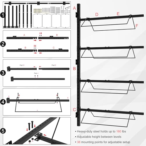 RTOSY 4 Tier Saddle Rack Wall Mount, Horse Saddle Rack for English & Western Saddles, Tack Storage, Pad, Accessories etc for Horses
