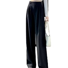 Womens Elegant Style High Waisted Baggy Wide Leg Pants Office Fashion Loose Suit Trousers