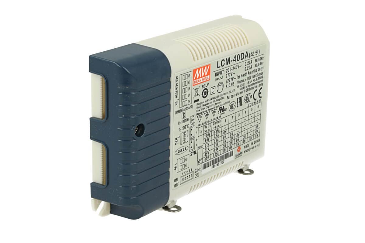 MEANWELL DRI.5777 Transformer 350-1050mA 40W Dali - LCM-40DA, Plastic, and Other Materials, 40 W, White, Height x Width: 23 mm x 68 mm