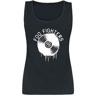 Foo Fighters Record Femme Top noir 100% Coton Regular / Coupe standard - Les Beatles, Paul McCartney, John Lennon, RIngo Starr, George Harrison