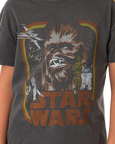 Star Wars Girls' Vintage Chewbacca Retro Characters Design Kids Youth Graphic T-Shirt, S Charcoal Grey2