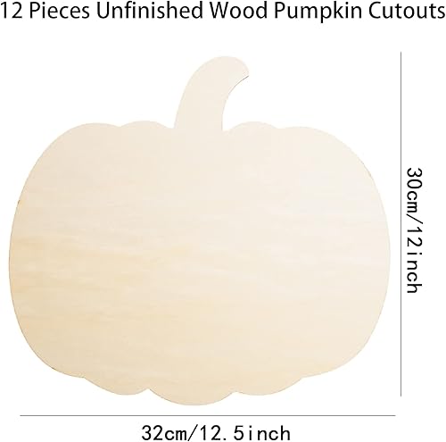 Miniatura 2 de 12 piezas de recortes de calabaza de madera grandes en blanco con forma de calabaza recortada de madera sin terminar manualidades de madera para