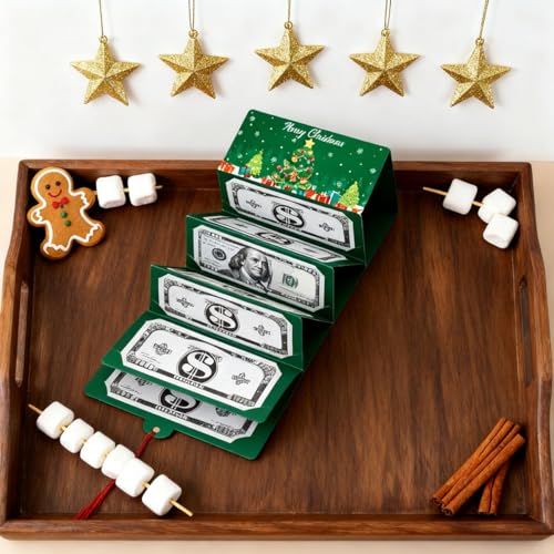 6Stück Geldgeschenk Weihnachten,Überraschungs Geschenkkartenhalter und 6 handgeschriebene Grußkarten,Kartenhalter Weihnachten,weihnachten Faltbar Weihnachts Geldgeschenke Weihnachtsgeldgeschenk