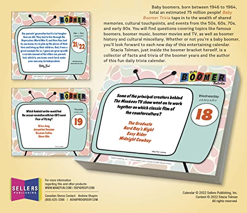 Baby Boomer Trivia 2023 Daily Calendar (BOXEDDAILY 365 DAY COMBINED), 15.2W x 12.7H cm - Image 2
