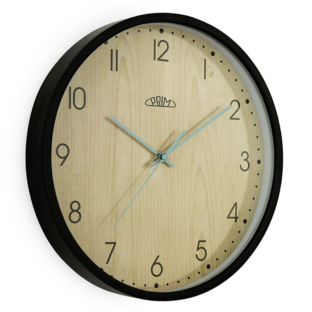 PRIM Wanduhr (Schwarz&helles Holz)