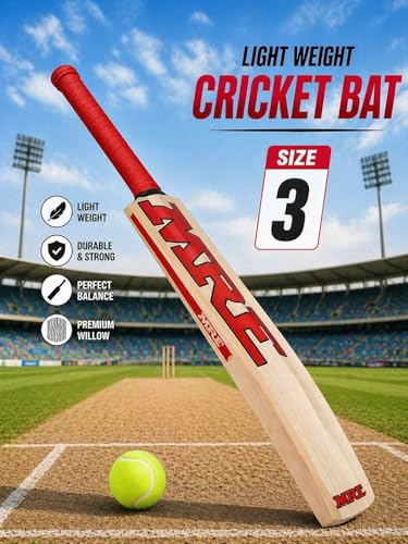 Image of Populer Willow Wooden Cricket Bat for Kids (Size 3 for 4-6 Year) Lightweight & Durable one Cricket Training Bat with bat Cover