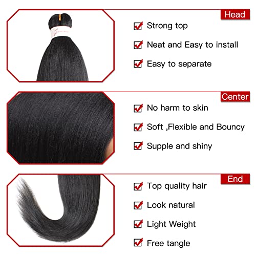 XTREND 8 Packs 36 Inch Long Pre Stretched Braiding Hair EZ Braiding Hair Extensions for Box Braids Hot Water Setting Soft Yaki Texture Kanekalon Crochet Hair Extensions for Braiding - Image 3
