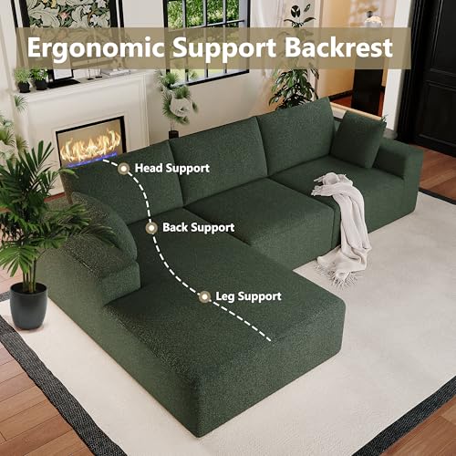 Image of Bean Bag Chairs for Adults Floor Gaming Bean Bag Chair Memory Foam BeanBag Chair Bean Bag Sofa (Green, 108 inch+Left Chaise)